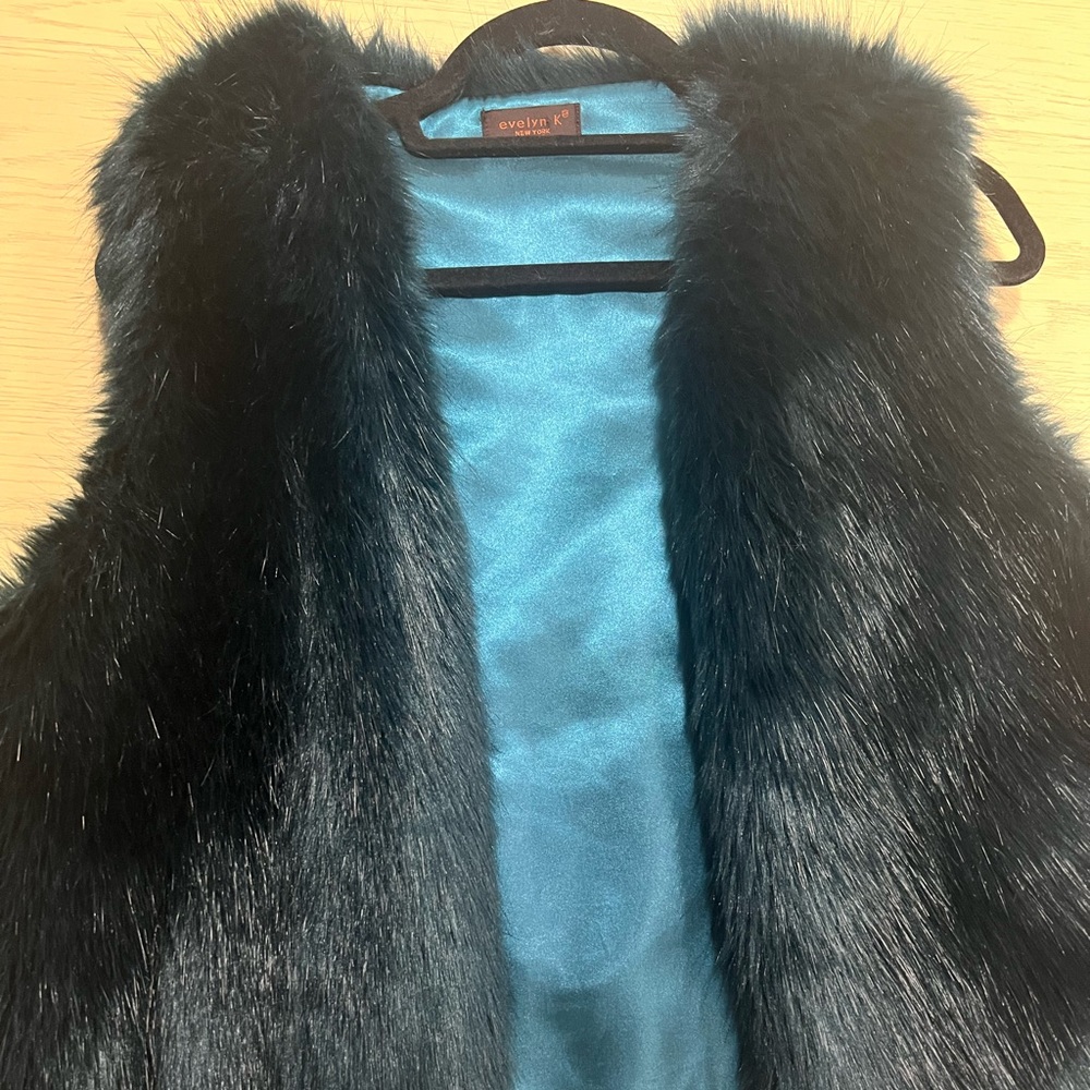 Faux blue fur vest